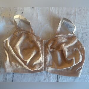 Glamorise Bra Sz 48G Beige Elegance Front Close Comfort Thick Straps